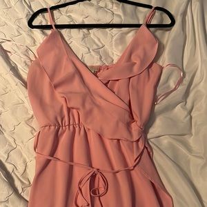 Pink maxi/open leg slit dress